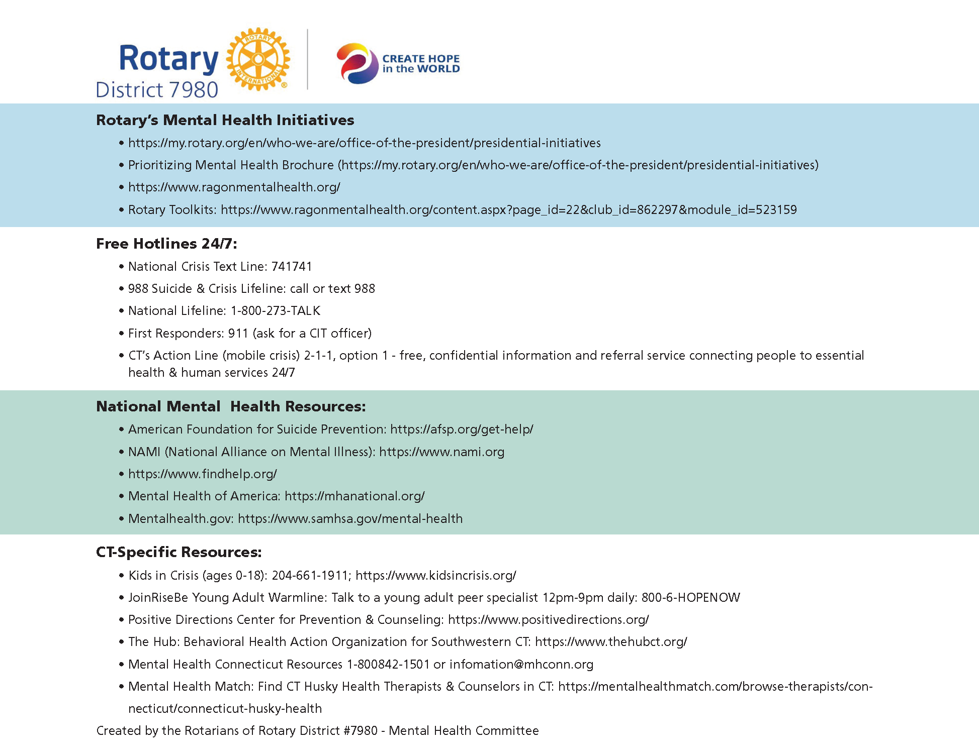 May 2024 Calendar Mental Health Awareness Rotary Old Saybrook